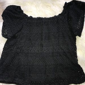 BLACK LACE BABYDOLL TOP